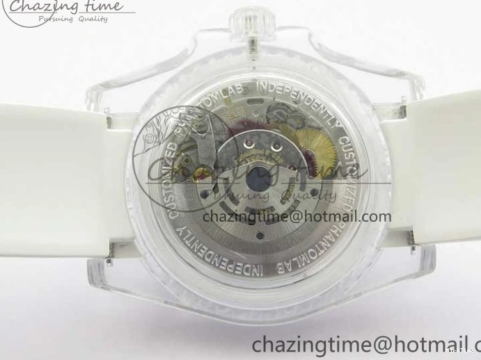 MiroTime 0123 Submariner Phantomlab Transparent KZF Best Edition Blue Fruit Dial on White Rubber Strap VR Classic 2563
